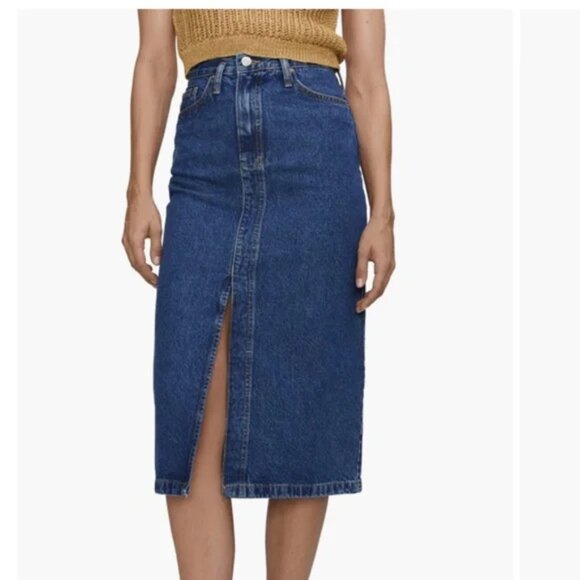 MNG NWT Denim Front Slit Skirt Sz Small